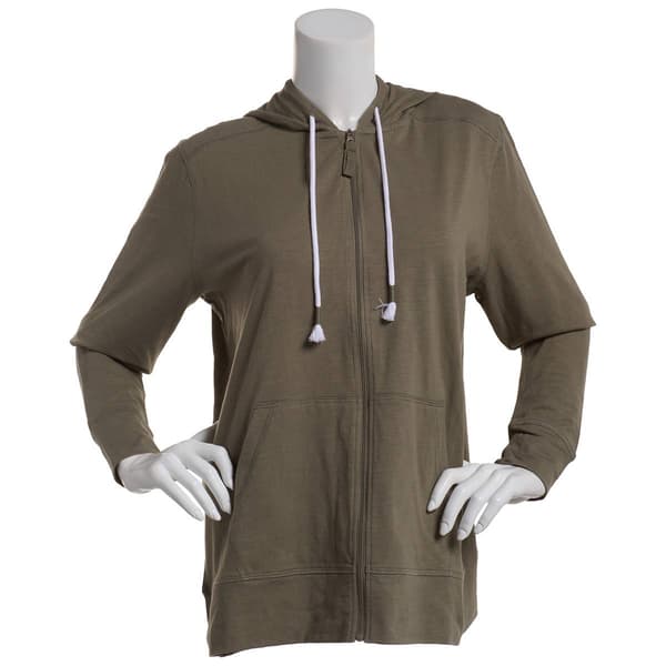 Womens Mountain Ridge Solid Long Sleeve Slub Hoodie - image 