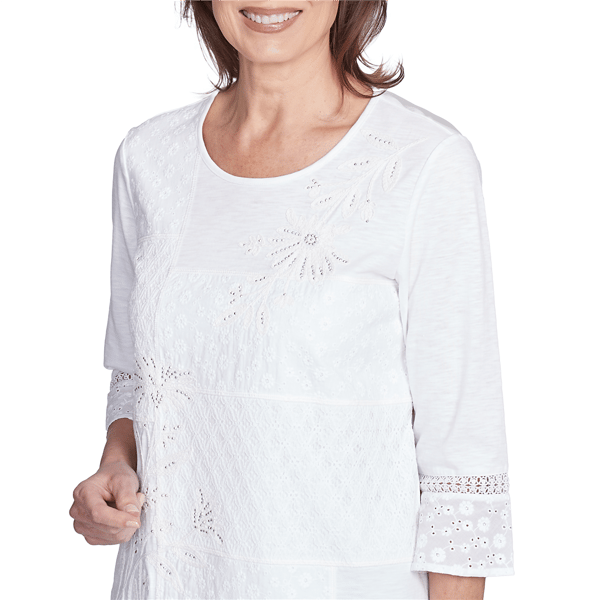Petite Alfred Dunner St. Thomas Lace Patchwork Blouse