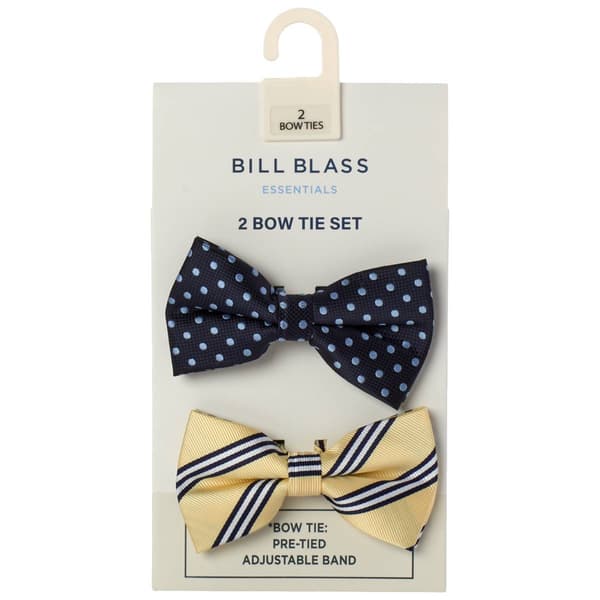 Mens Bill Blass Essentials 2pk. Bowties - Navy/Yellow - image 