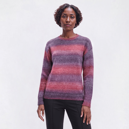 Womens Leo & Nicole Long Sleeve Crew Neck Ombre Yarn Sweater