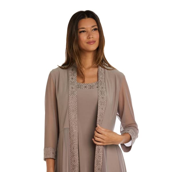 Womens R&M Richards 3/4 Sleeve Soft sheer Pleated Jacket Dress