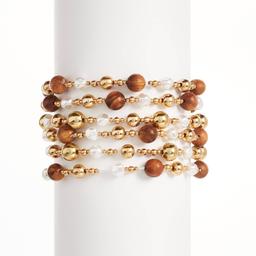 Ashley Cooper(tm) 6pc. Gold Plated CCB Beaded & Pearls Bracelets
