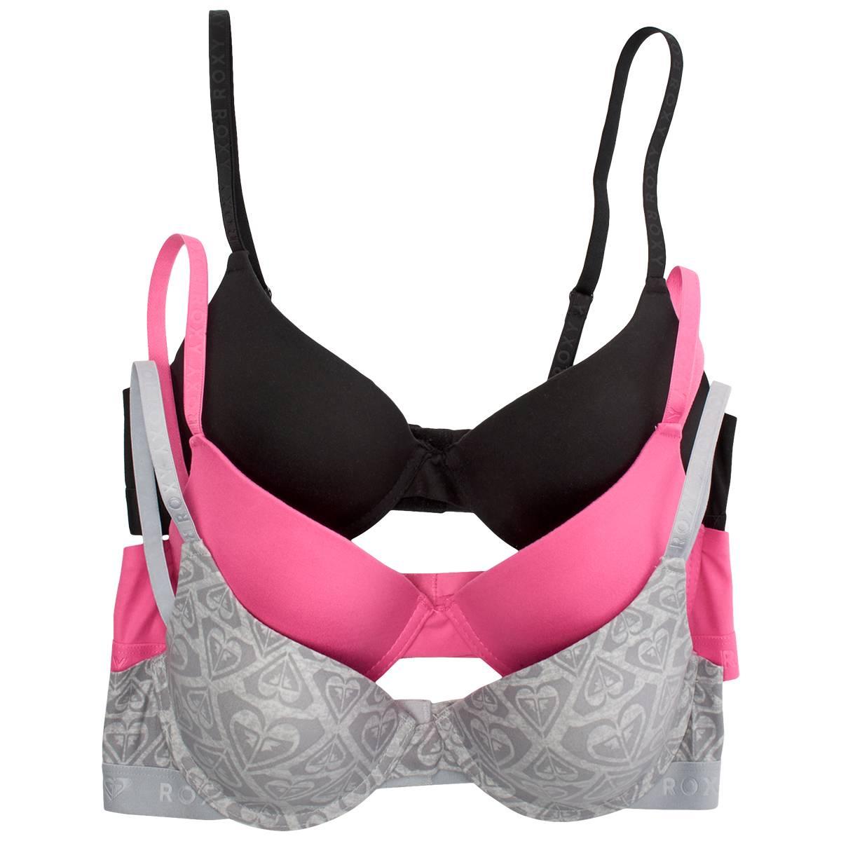 Open Video Modal for Womens Roxy 3pk. Brushed Micro Bras w/Debossed Logo RX7382-3PKH
