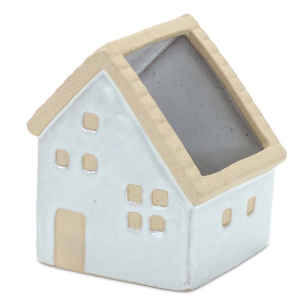 Melrose Neutral Porcelain House Planter - Set of 3