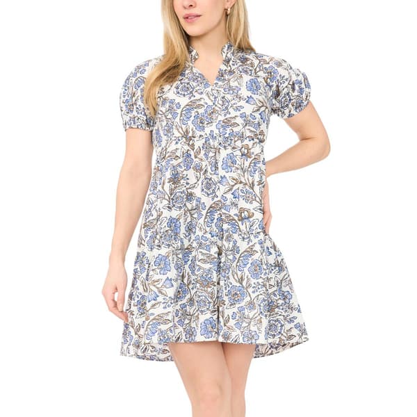 Petites MSK S/S Print Cttn Poplin Banydoll Dress