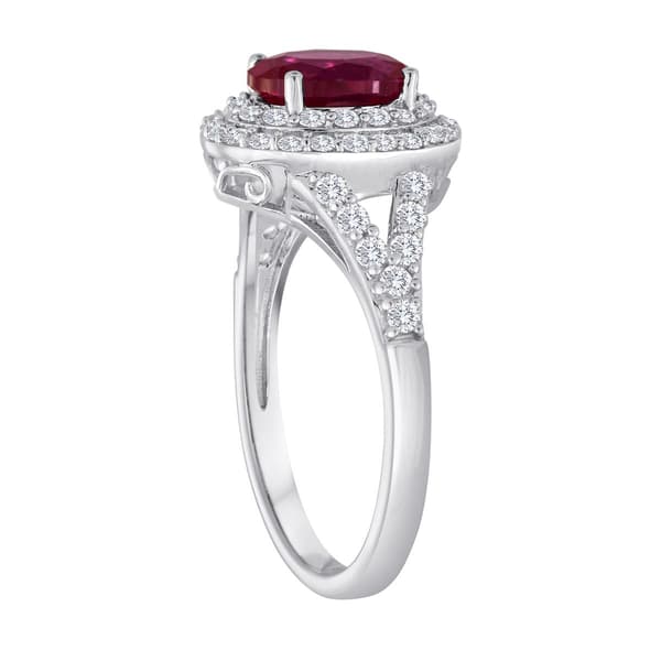 Gemstone Classics™ Sterling Silver Ruby Halo Ring