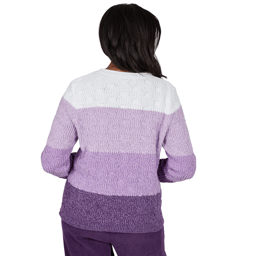 Petite Alfred Dunner Vail Color Block Cable Chenille Sweater