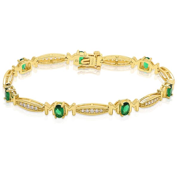 Gianni Argento 14kt. Gold Plated Lab Emerald Mom Link Bracelet