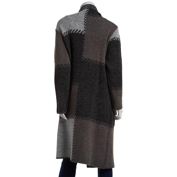 Womens Joseph A. Long Sleeve Patchwork Whipstitch Coatigan