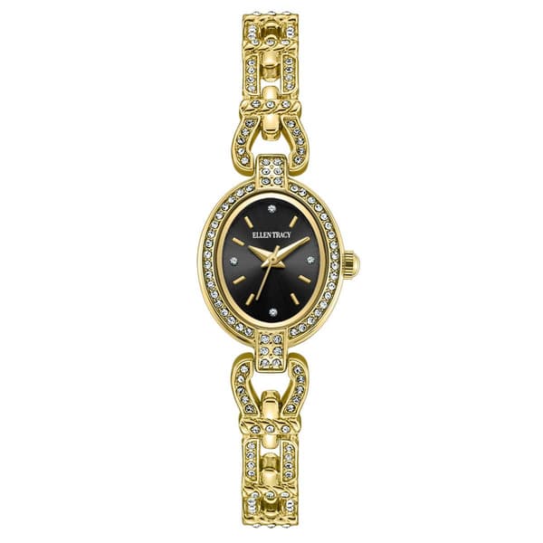 Womens Ellen Tracy Gold Oval Filigree Bracelet Watch - ET5458GD - image 