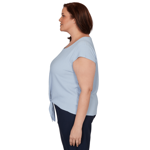 Plus Size Emaline Sapphire Serenade II Cap Sleeve Textured Blouse