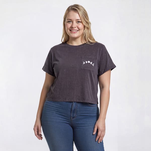 Juniors Plus Attitude Not Included Embroidered Optic Wash Tee