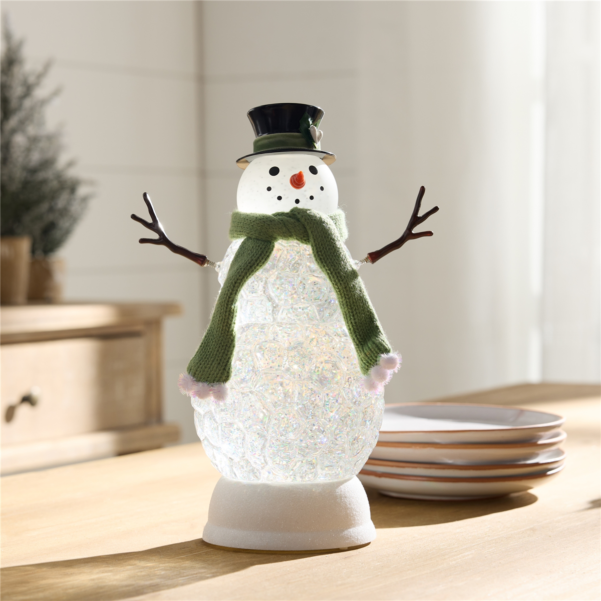 Melrose 11in. LED Snowman Snow Globe