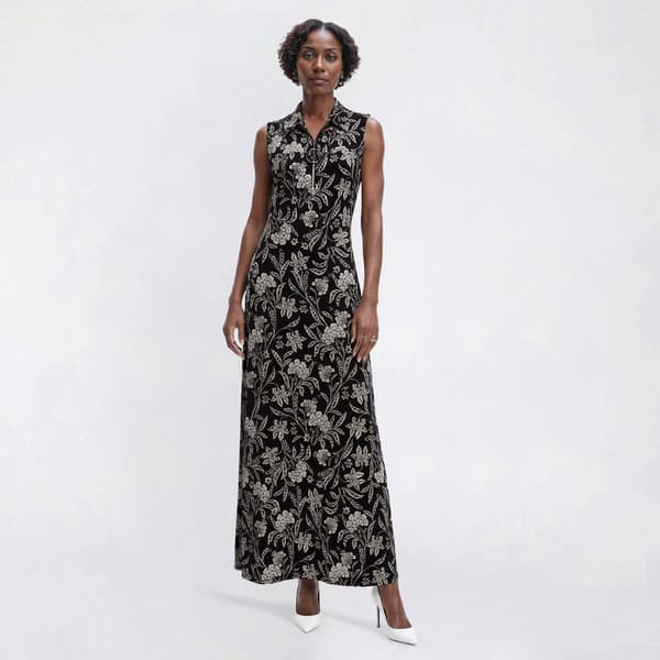 Womens MSK Sleeveless Floral Half Zip Neck Maxi Dress - image 
