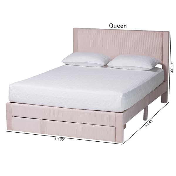 Baxton Studio Elora Modern Pleated Velvet Storage Queen Bedframe