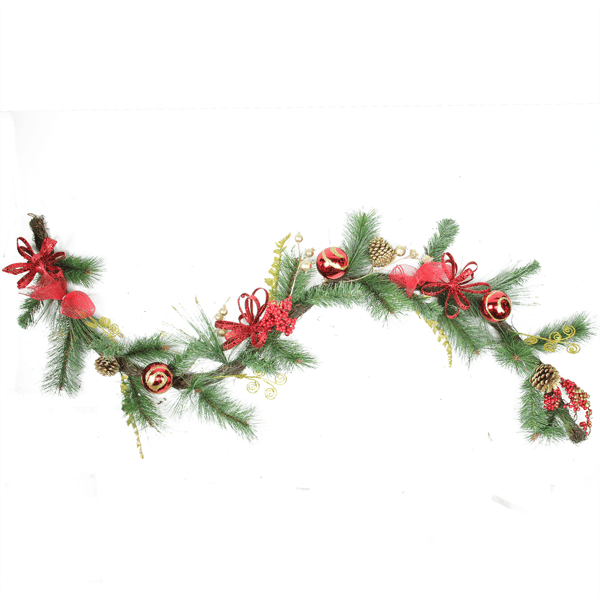 Northlight 6ft. Berries & Ornaments Mixed Pine Christmas Garland - image 