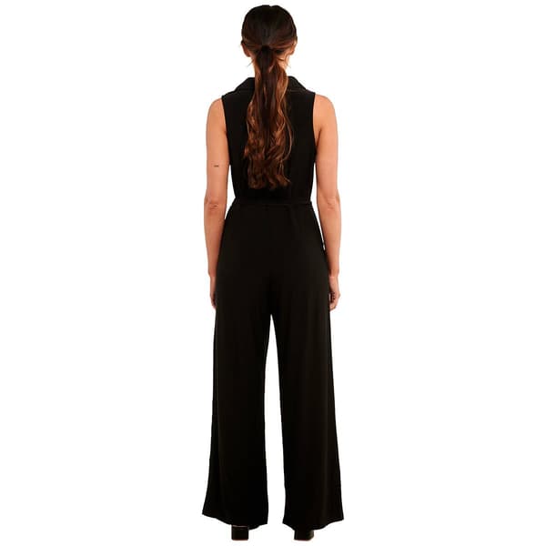 Womens Nina Leonard Sleeveless Collar Jumpsuit