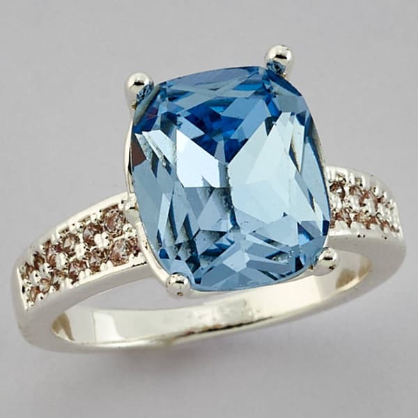 Ashley Cooper(tm) Silver Sapphire Denim Blue CZ Ring - image 