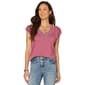Womens Democracy Short Sleeve Embroidery V-Neck Blouse - image 1