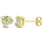 Gold Plated Sterling Silver Green Quartz & Diamond Stud Earrings - image 1