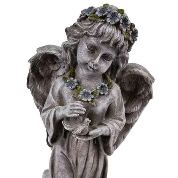 Hi-Line Gift Angel Child Holding Bird Garden Statue