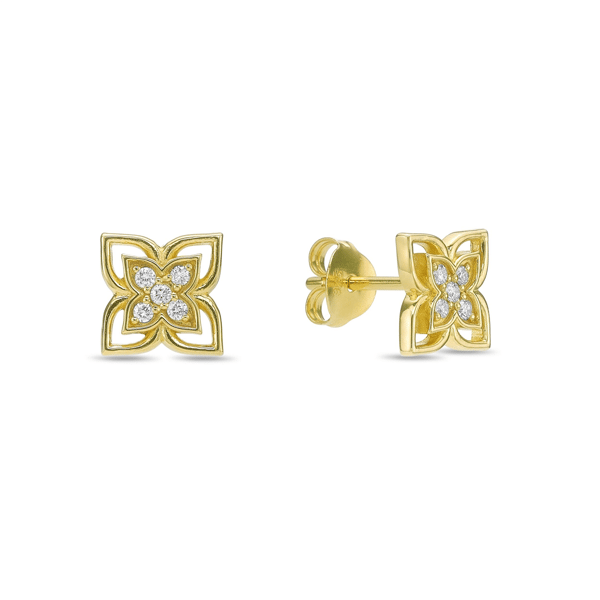 Brilliant Grown Gold-Plated Lab-Grown Diamond Floral Earrings