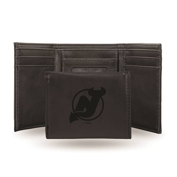 Mens NHL New Jersey Devils Faux Leather Trifold Wallet - image 
