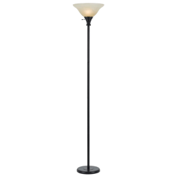 HomeRoots 71in. Bronze Torchiere Floor Lamp With Glass Shade