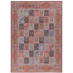 Linon Emerald Collection Red Blocked Area Rug - 6x9