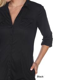 Womens White Mark Lakota Stretch Button Down Tunic Top