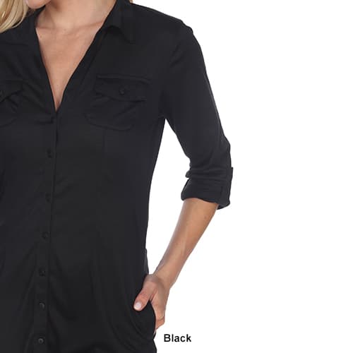 Womens White Mark Lakota Stretch Button Down Tunic Top