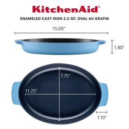 KitchenAid&#174; 2.5qt. Enameled Cast Iron Au Gratin Roasting Pan-Blue