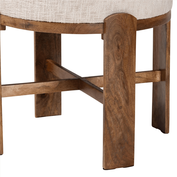 Baxton Studio Whitfield Round Upholstered Fabric Ottoman Stool