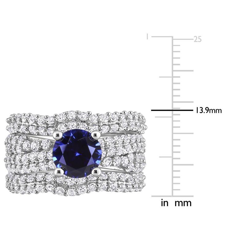 Gemstone Classics™ Sterling Silver Created Sapphire Bridal Set