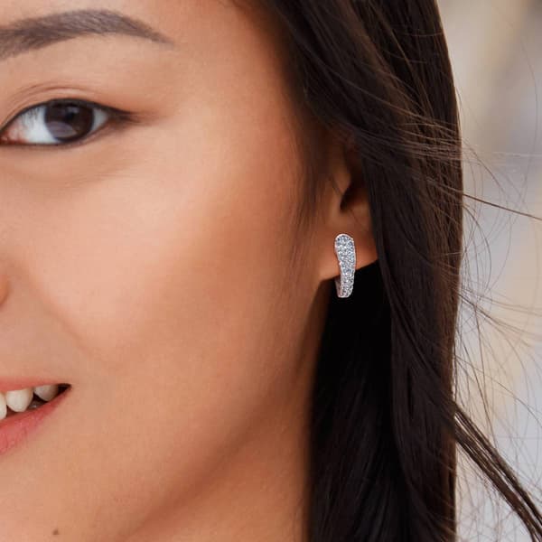 Sophia B 10kt. White Gold 1ctw. Blue Topaz Hoop Earrings