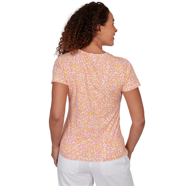 Petite Hearts of Palm Printed Essentials V Neck Abstract Dot Tee