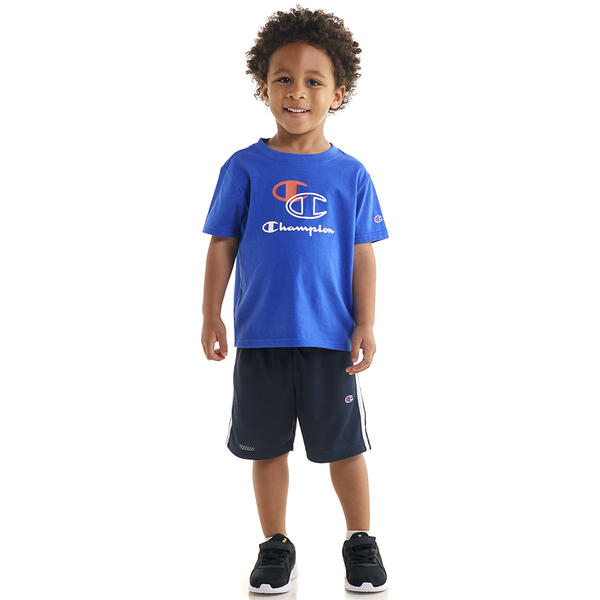 Toddler Boy Champion&#40;R&#41; Solid Tee & Side Stripe Mesh Shorts Set - image 