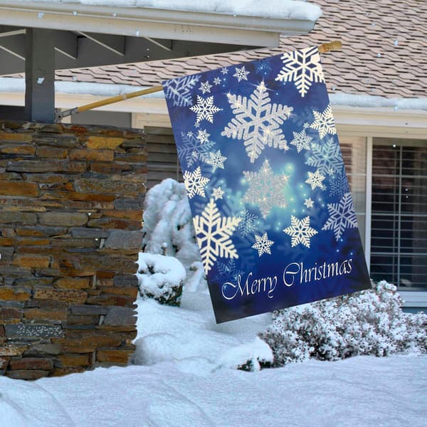 Northlight Seasonal Merry Christmas Snowflakes House Flag