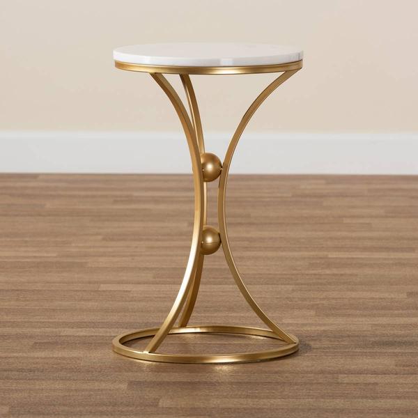 Baxton Studio Tarmon Gold Metal End Table w/ Marble Tabletop