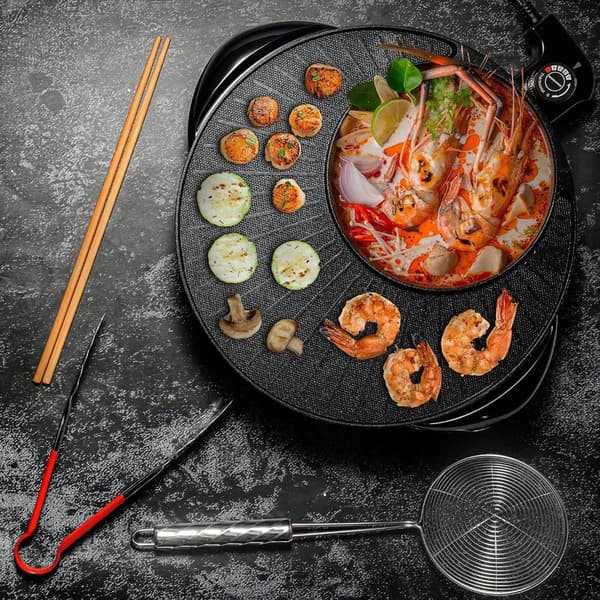 Ovente Electric Hot Pot & Smokeless Grill