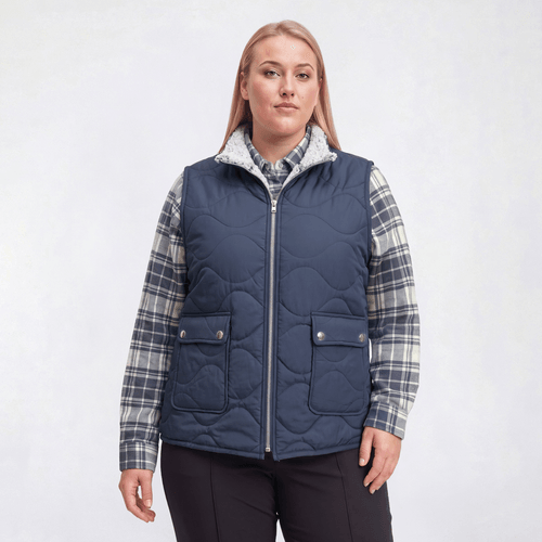 Plus Size Mountain Ridge Sherpa Lined Zip Mock Neck Vest - image 