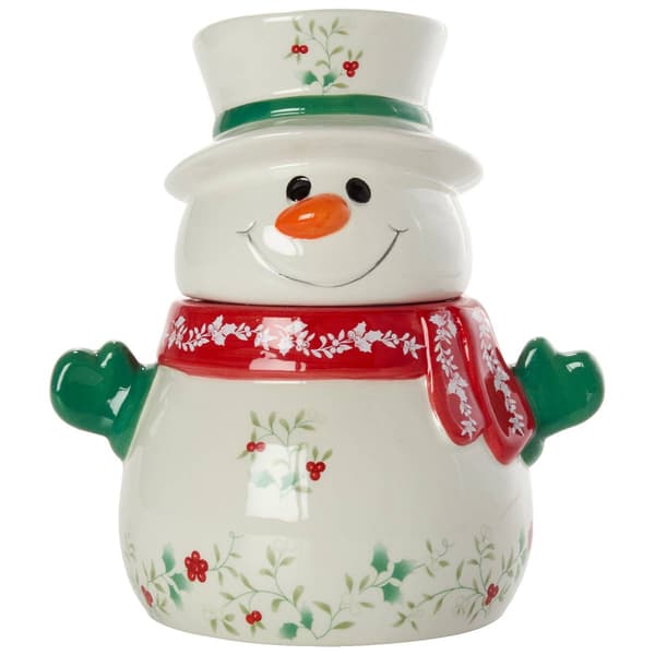 Pfaltzgraff&#40;R&#41; Berry Scarf Snowman Cookie Jar - image 