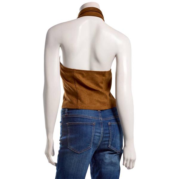 Juniors A. Byer Suede Button Front Halter Vest
