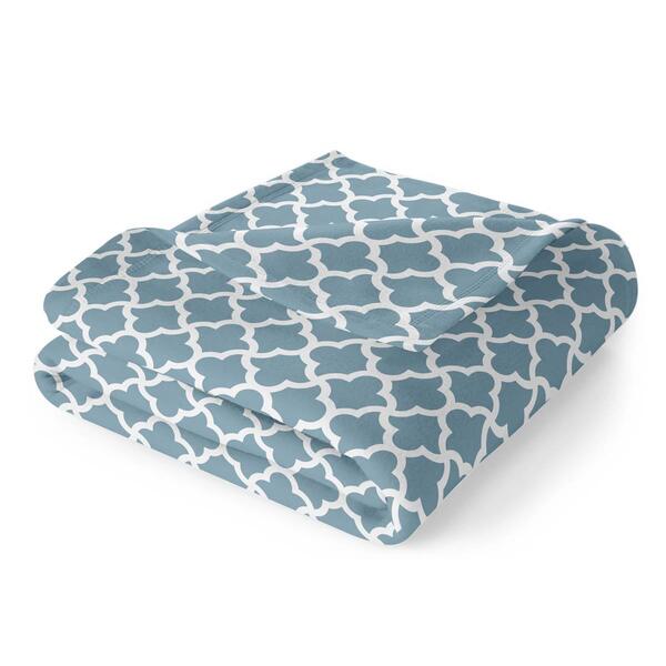 Spirit Linen Home&#40;tm&#41; Velvet Plush Ogee Blue Throw Blanket - image 