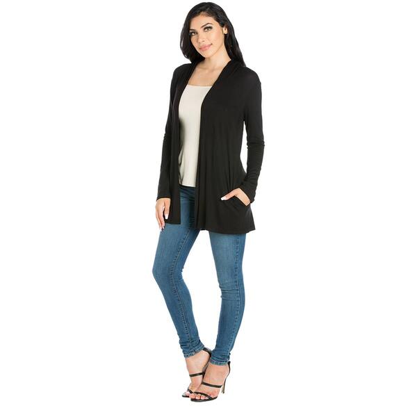 Womens 24/7 Comfort Apparel Open Front Hooded Cardigan