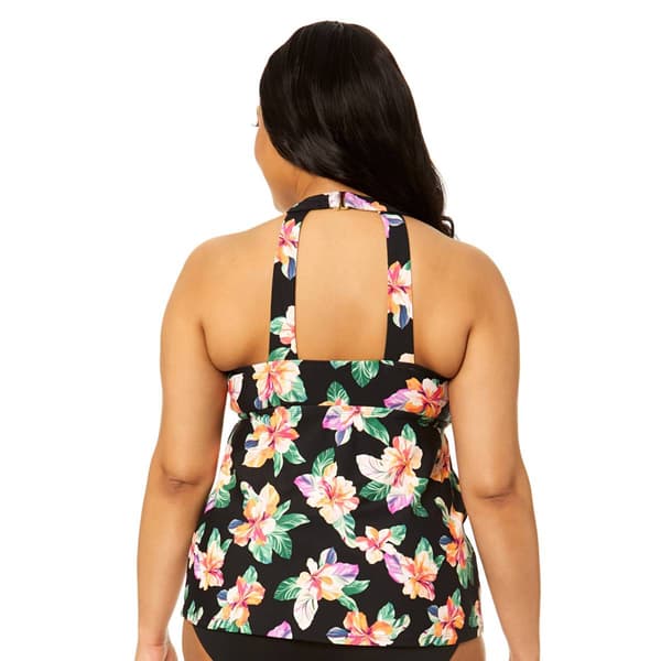 Plus Size Leilani Bamboo Beach Floral H-Back Tankini Swim Top