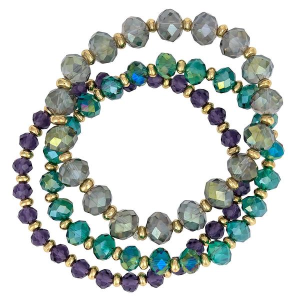 Ashley Cooper(tm) 3-Row Multi-Color Beaded Stretch Bracelet - image 