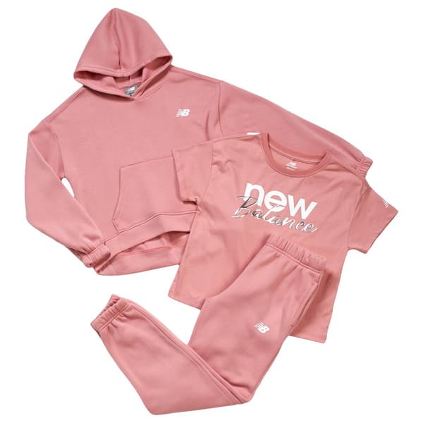 Girls (7-12) New Balance 3pc. Hoodie/Short Sleeve Tee & Joggers - image 