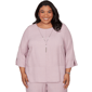 Plus Size Alfred Dunner Vintage Charm Textured Spliced Rose Top - image 1