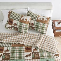 FreshFolds Matthew 3pc. Reversible Green Patchwork Quilt Set